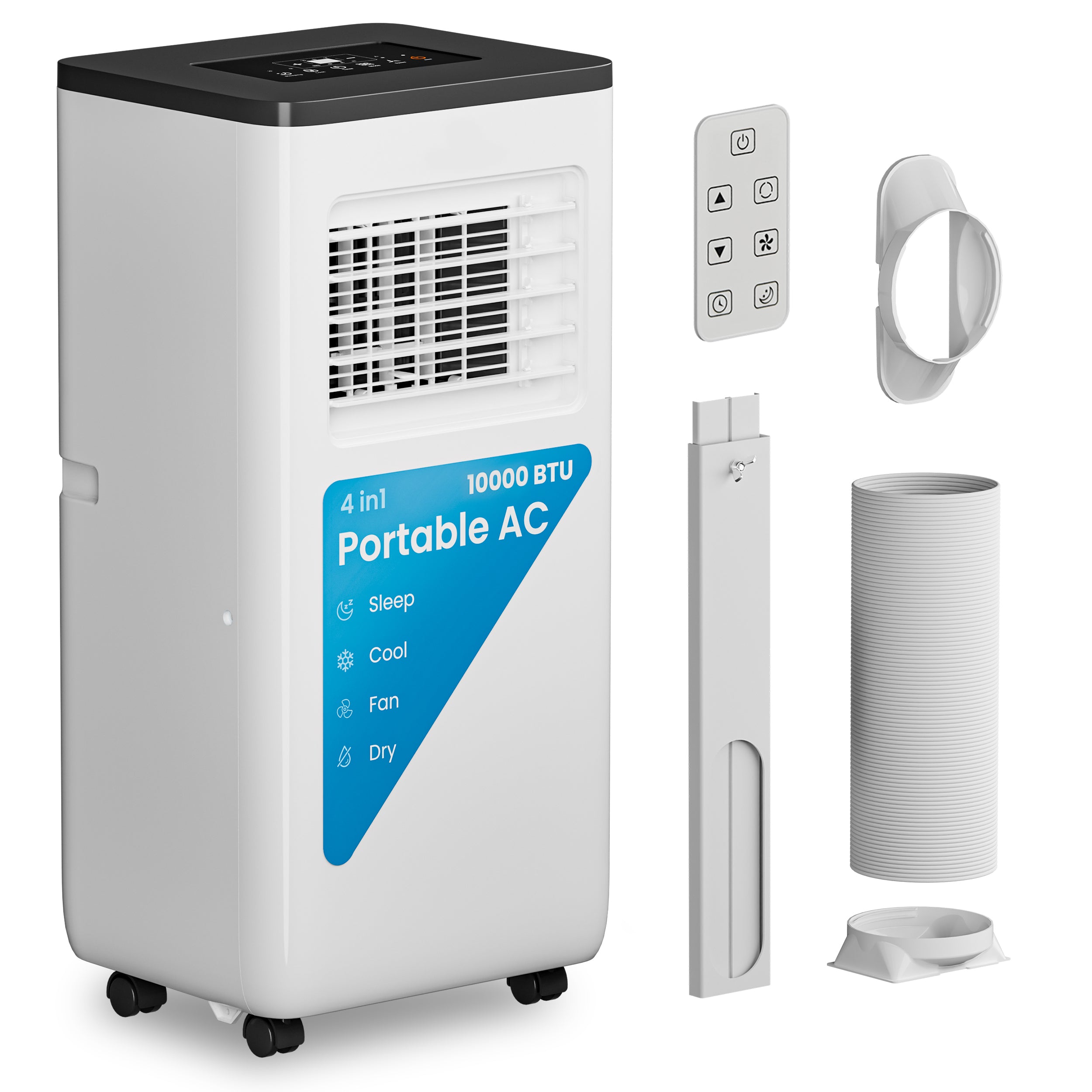 10000 BTU Portable Air Conditioner, 4-In-1 Cooling / Dehumidifier / Fan / Sleep Mode, Remote Control, 24H Timer, For Rooms Up To 450 Sq.Ft