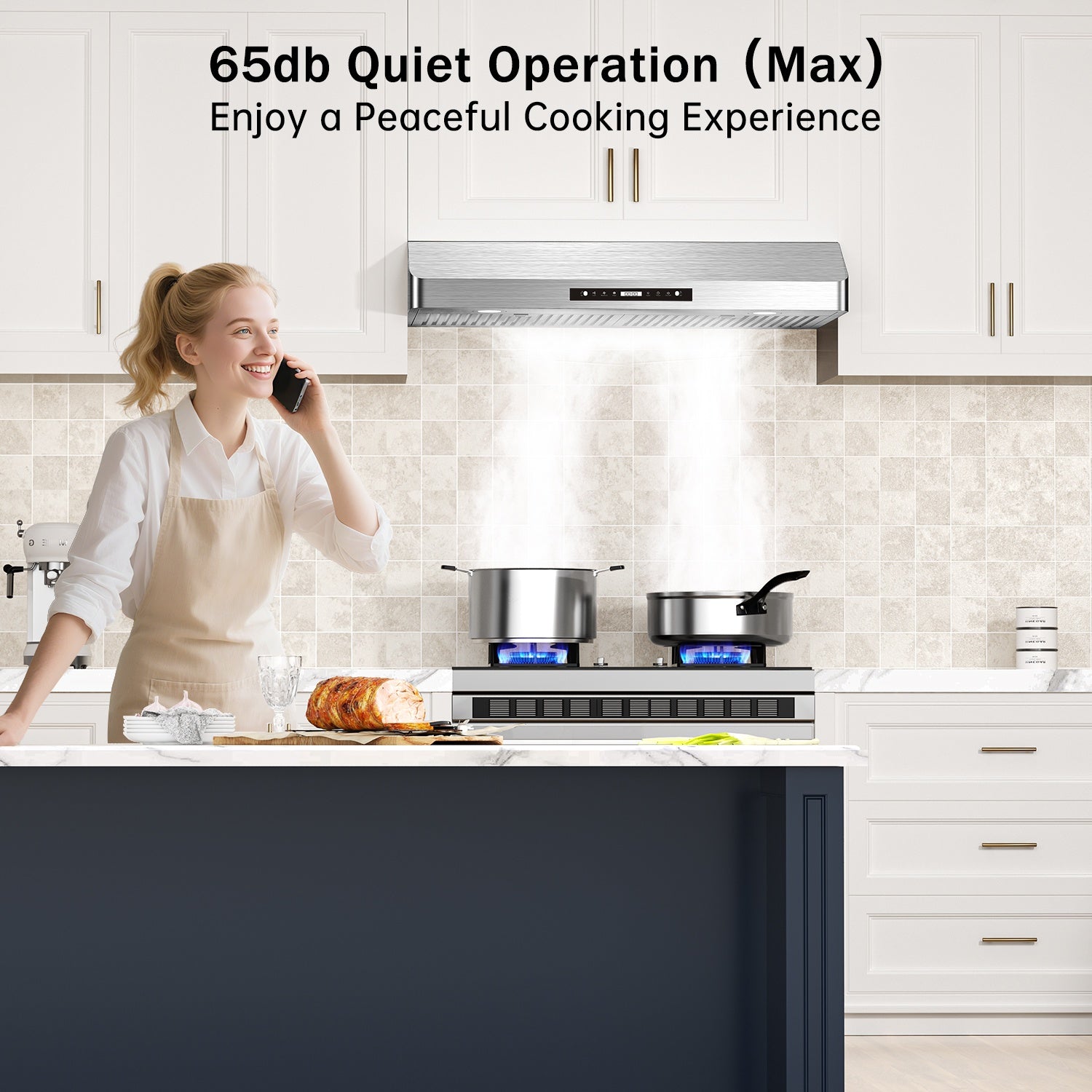 36" 900 CFM Ducted Under Cabinet Range Hood with Baffle Filter, LED Lights and Gesture Control in Stainless Steel