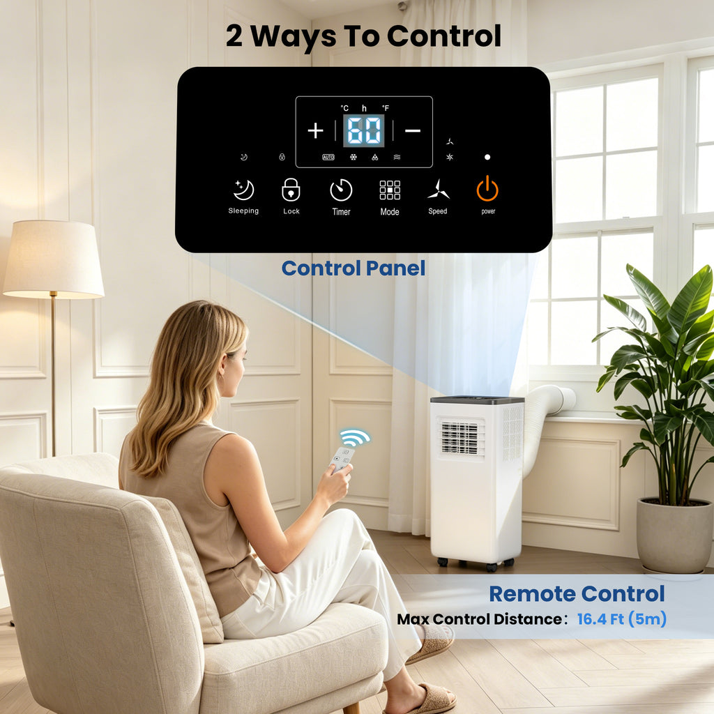 10000 BTU Portable Air Conditioner, 4-In-1 Cooling / Dehumidifier / Fan / Sleep Mode, Remote Control, 24H Timer, For Rooms Up To 450 Sq.Ft