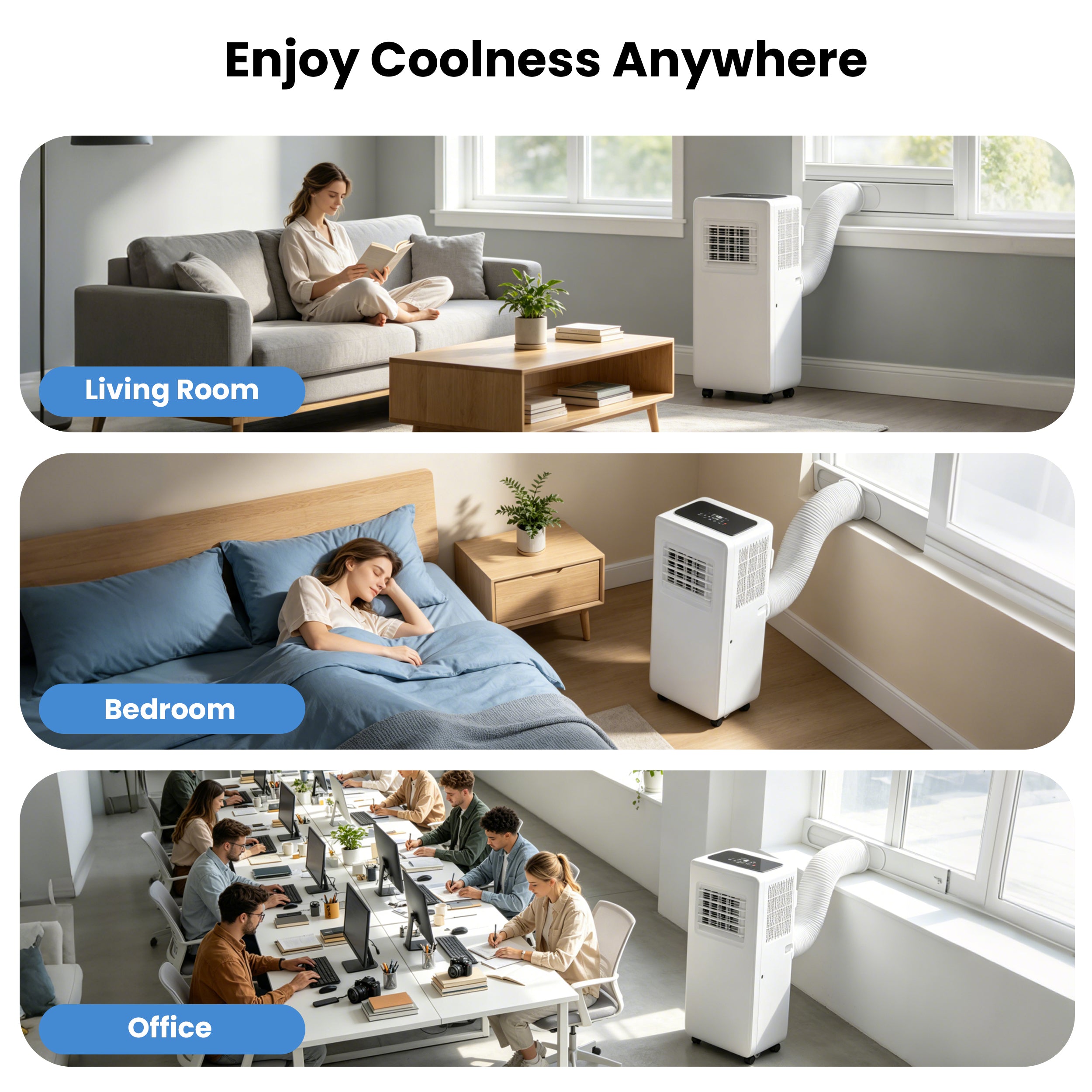8000 BTU Portable Air Conditioner, 4-In-1 Cooling / Dehumidifier / Fan / Sleep Mode, Remote Control, 24H Timer, For Rooms Up To 350 Sq.Ft