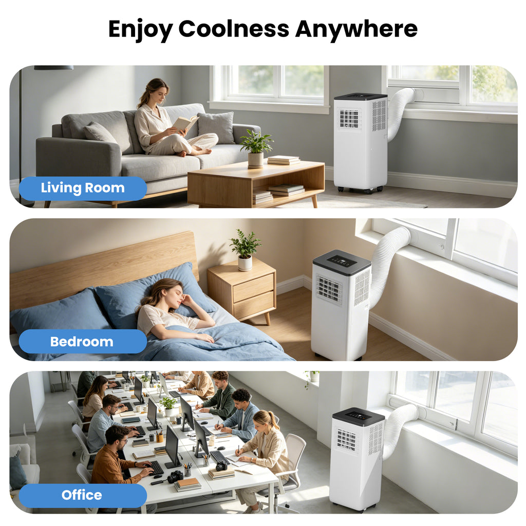 10000 BTU Portable Air Conditioner, 4-In-1 Cooling / Dehumidifier / Fan / Sleep Mode, Remote Control, 24H Timer, For Rooms Up To 450 Sq.Ft