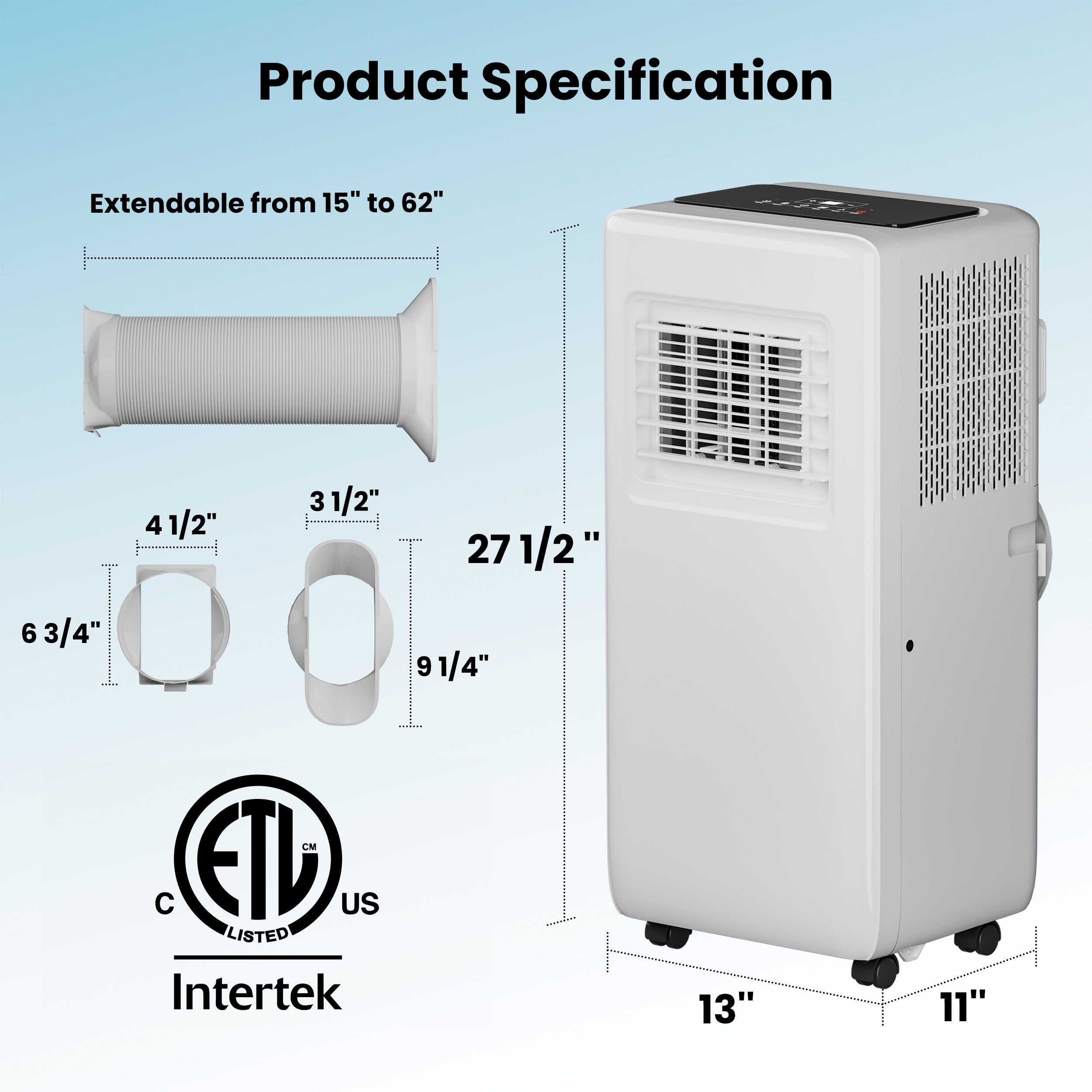 8000 BTU Portable Air Conditioner, 4-In-1 Cooling / Dehumidifier / Fan / Sleep Mode, Remote Control, 24H Timer, For Rooms Up To 350 Sq.Ft