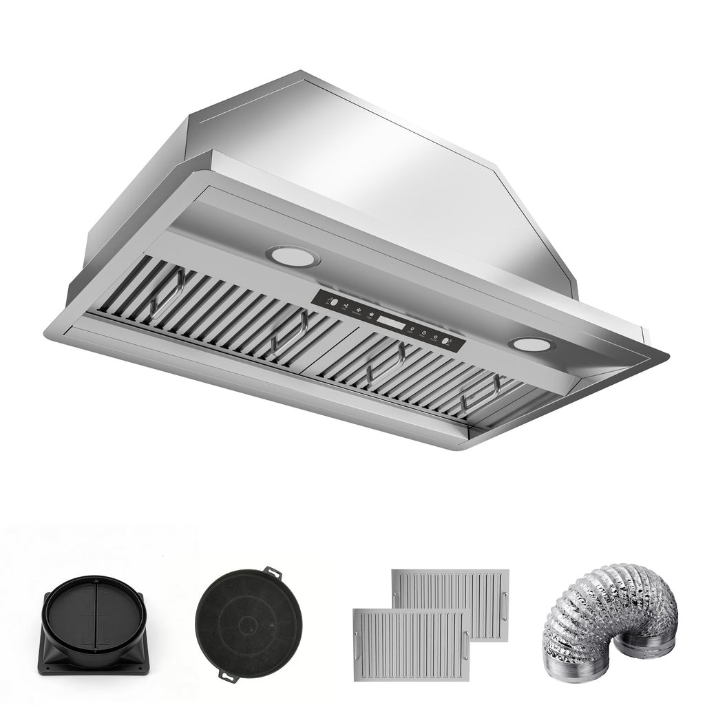 30 in. 600 CFM Convertible Ducted to Ductless Insert Range Hood in Stainless Steel with Filter,Lighting, Gesture Control