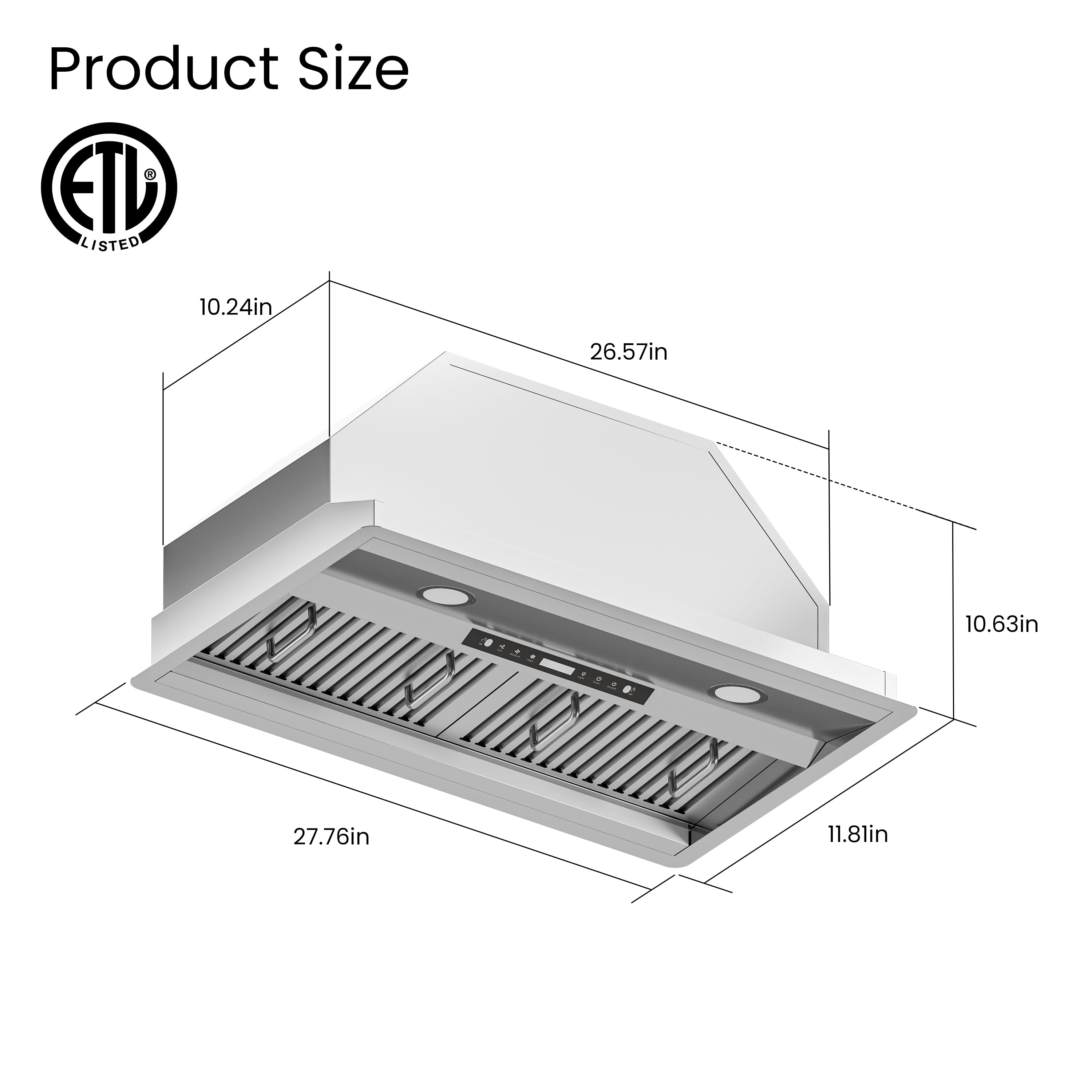 30 in. 600 CFM Convertible Ducted to Ductless Insert Range Hood in Stainless Steel with Filter,Lighting, Gesture Control