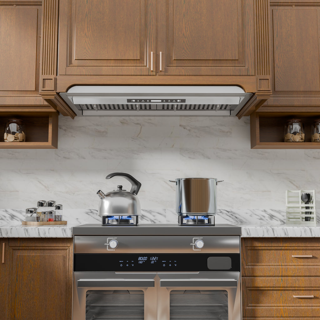36 in.600 CFM Convertible Ducted to Ductless Insert Range Hood in Stainless Steel LED Gesture Control Long Term Warranty