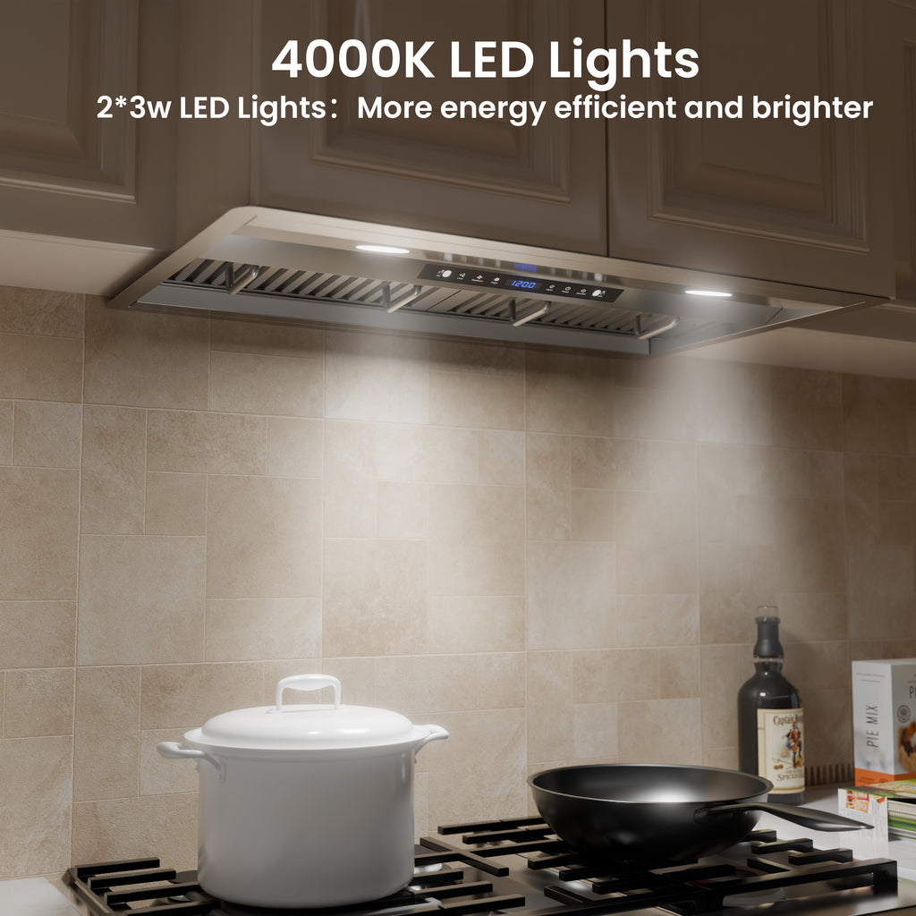 36 in.600 CFM Convertible Ducted to Ductless Insert Range Hood in Stainless Steel LED Gesture Control Long Term Warranty