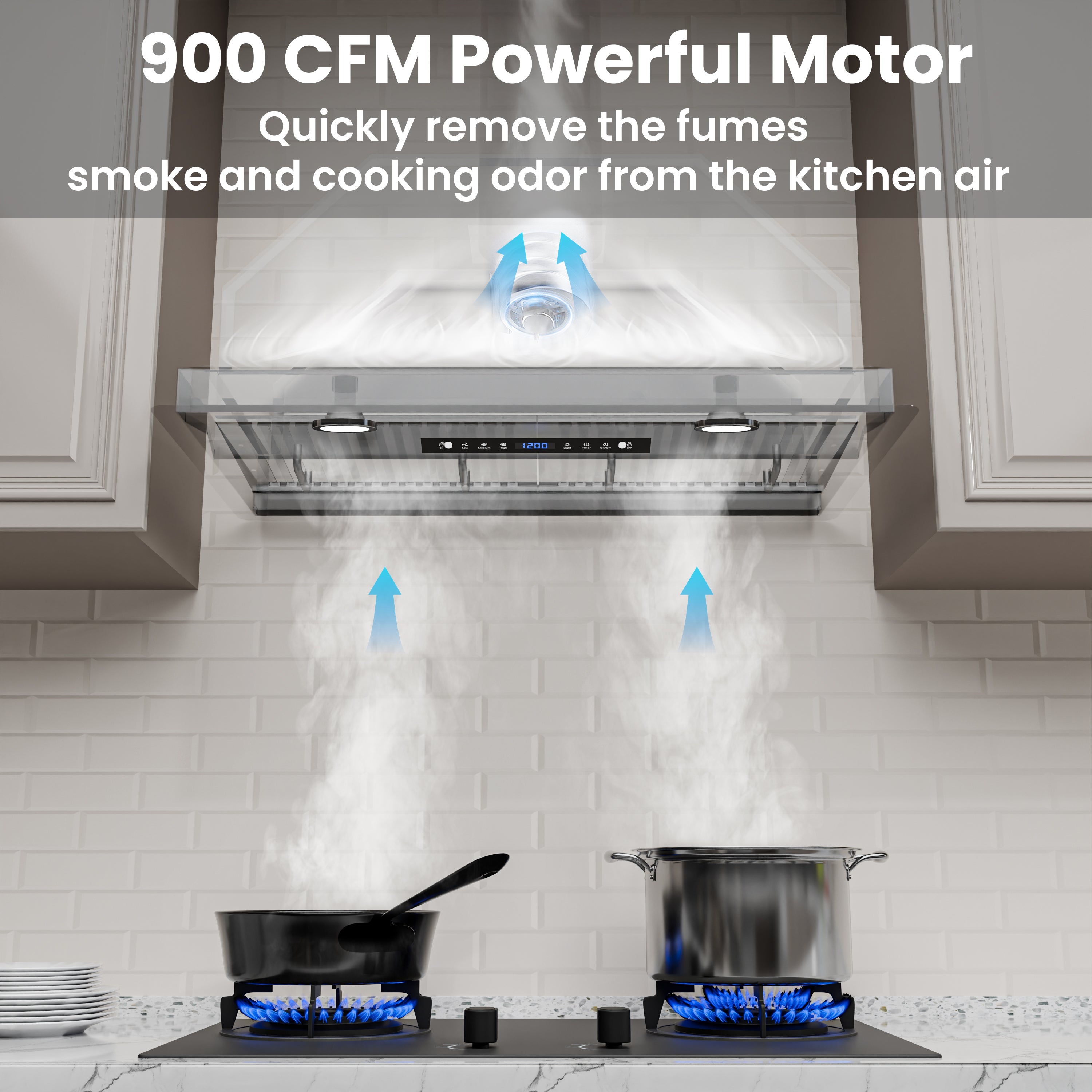 36 in.600 CFM Convertible Ducted to Ductless Insert Range Hood in Stainless Steel LED Gesture Control Long Term Warranty