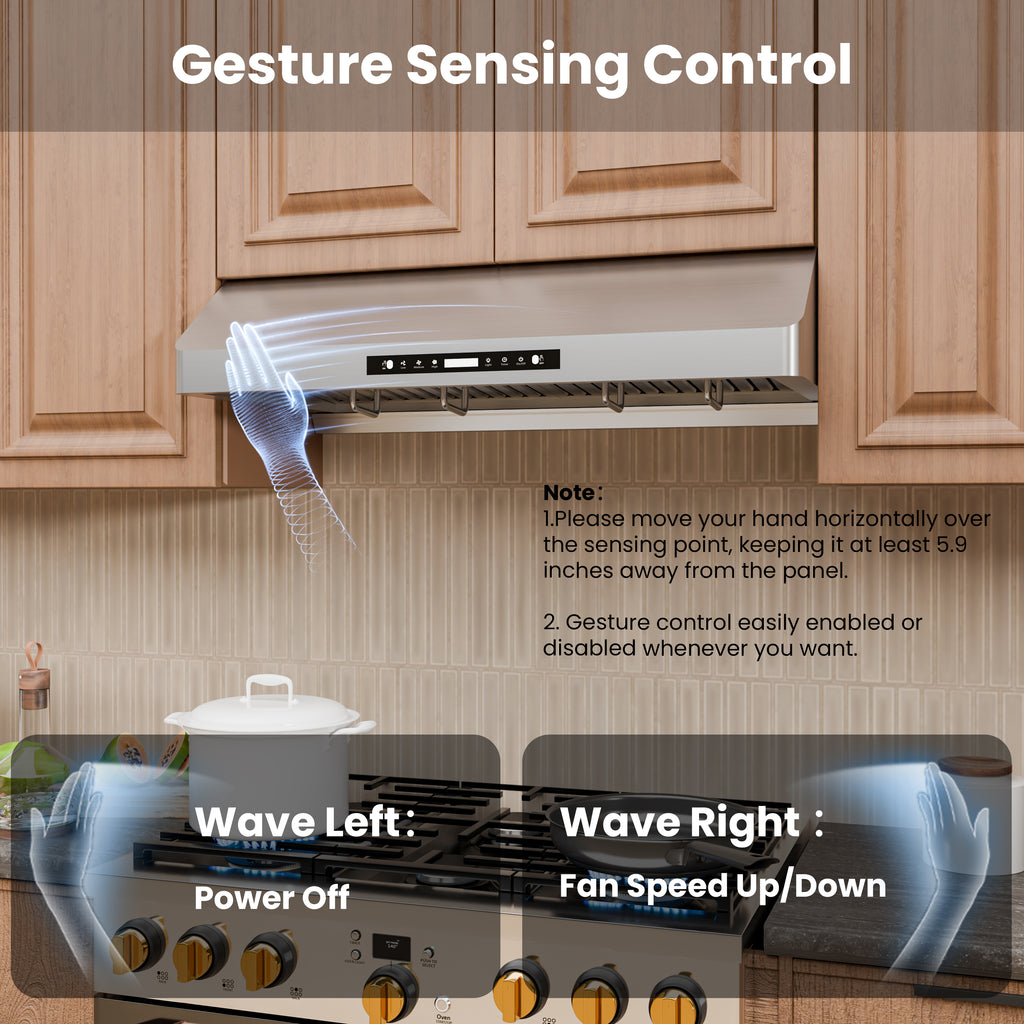 36 in. 900 CFM convertible Under Cabinet Range Hood in Stainless Steel with 3-Way Venting and Removable GU10 LED