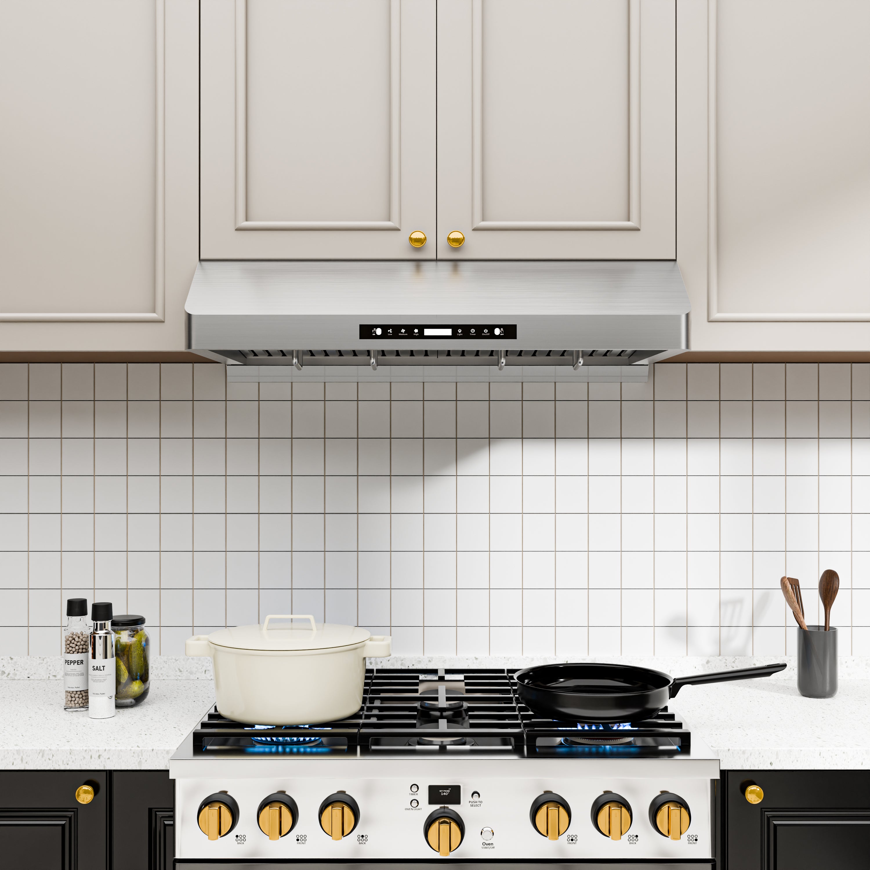 36 in. 900 CFM convertible Under Cabinet Range Hood in Stainless Steel with 3-Way Venting and Removable GU10 LED