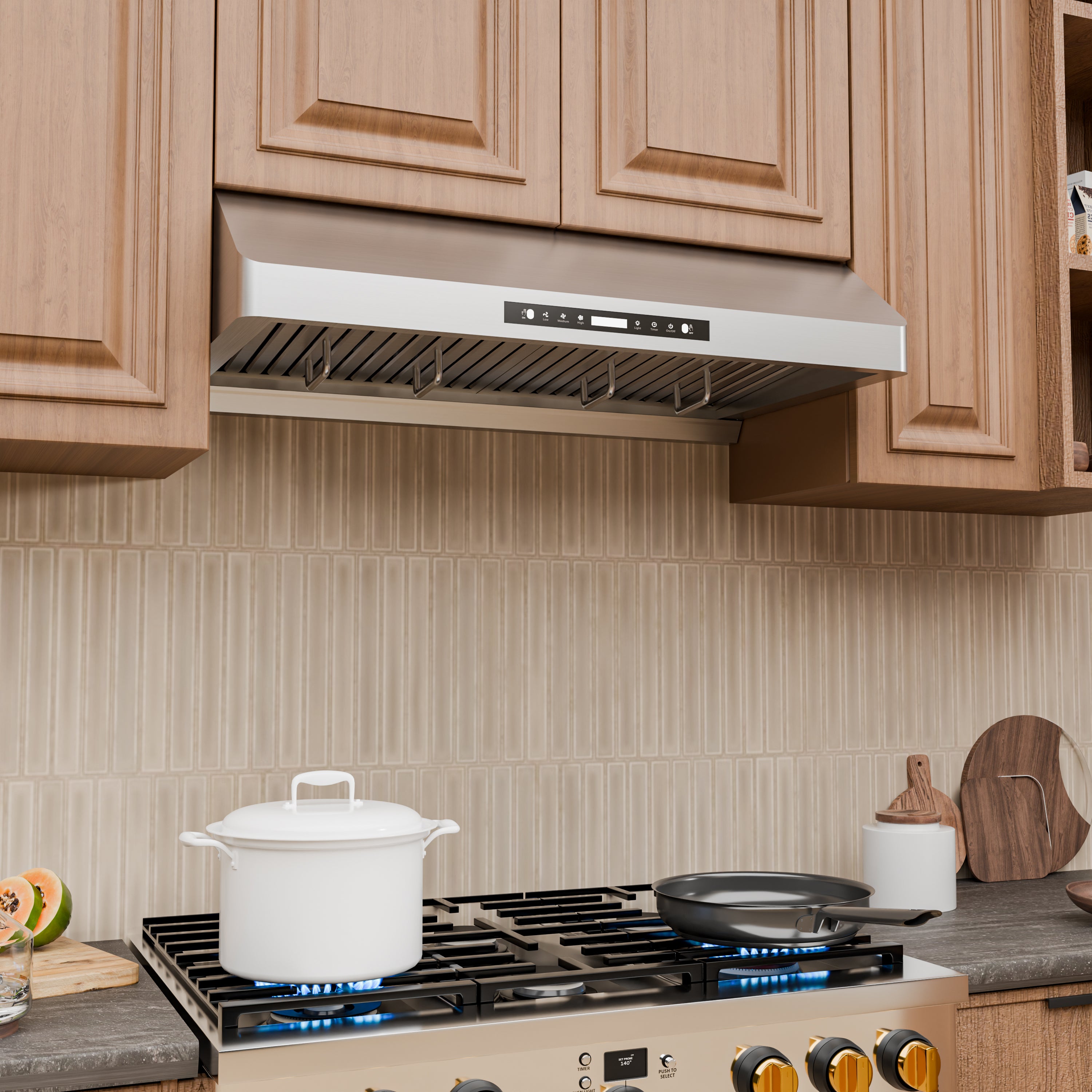36 in. 900 CFM convertible Under Cabinet Range Hood in Stainless Steel with 3-Way Venting and Removable GU10 LED