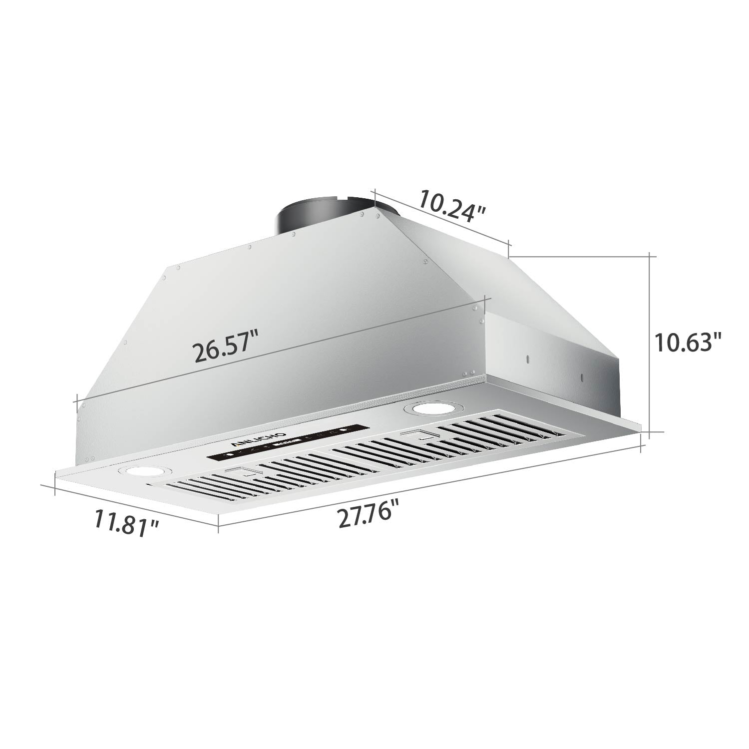 30" 900 CFM Stainless Steel Insert Range Hood, Convertible Ducted/Ductless, Touch & Gesture Control, LED