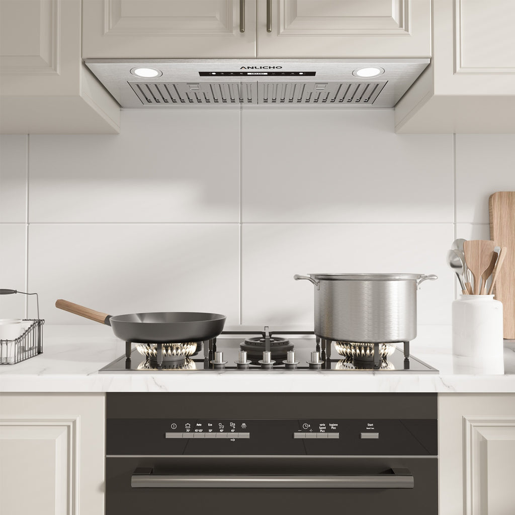 36" 900 CFM Stainless Steel Insert Range Hood, Convertible Ducted/Ductless, Touch & Gesture Control, LED