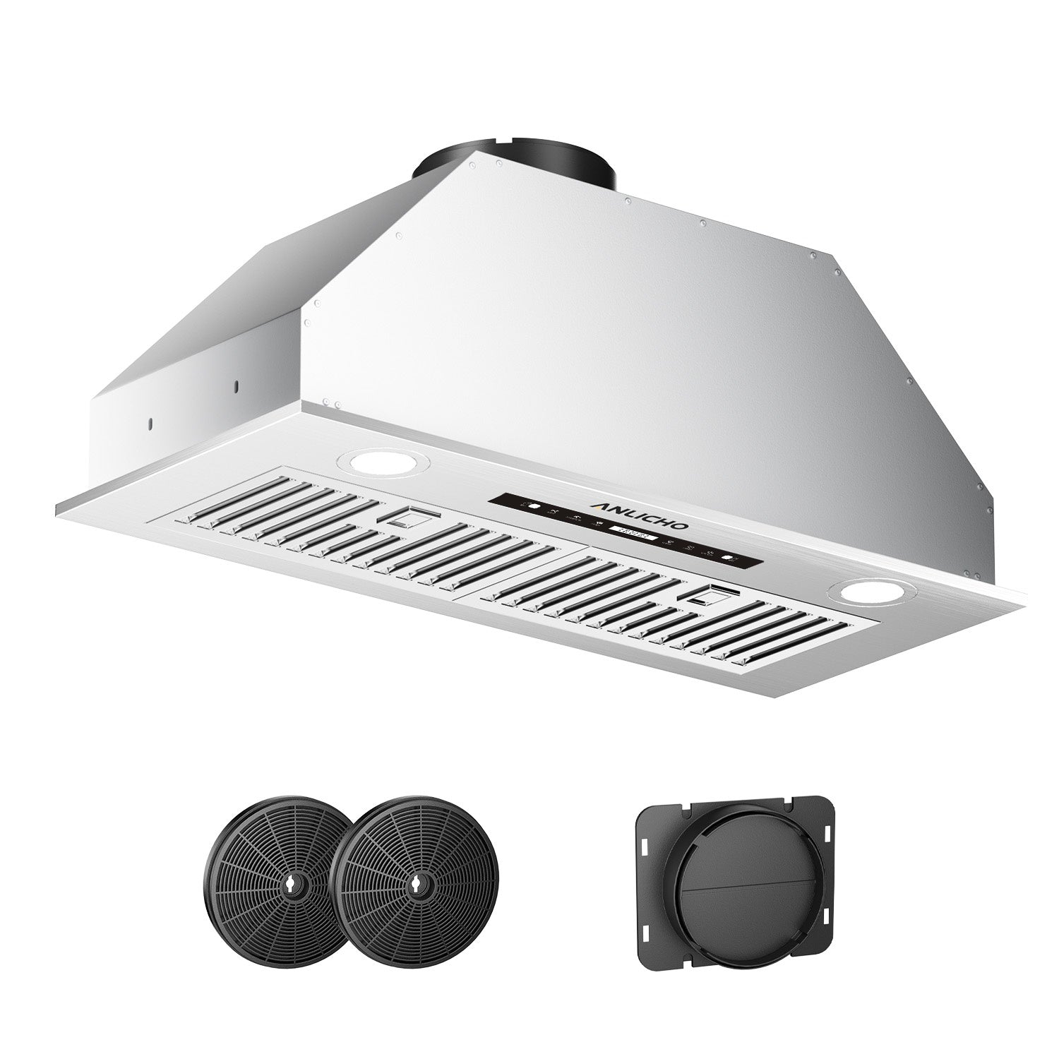 36" 900 CFM Stainless Steel Insert Range Hood, Convertible Ducted/Ductless, Touch & Gesture Control, LED