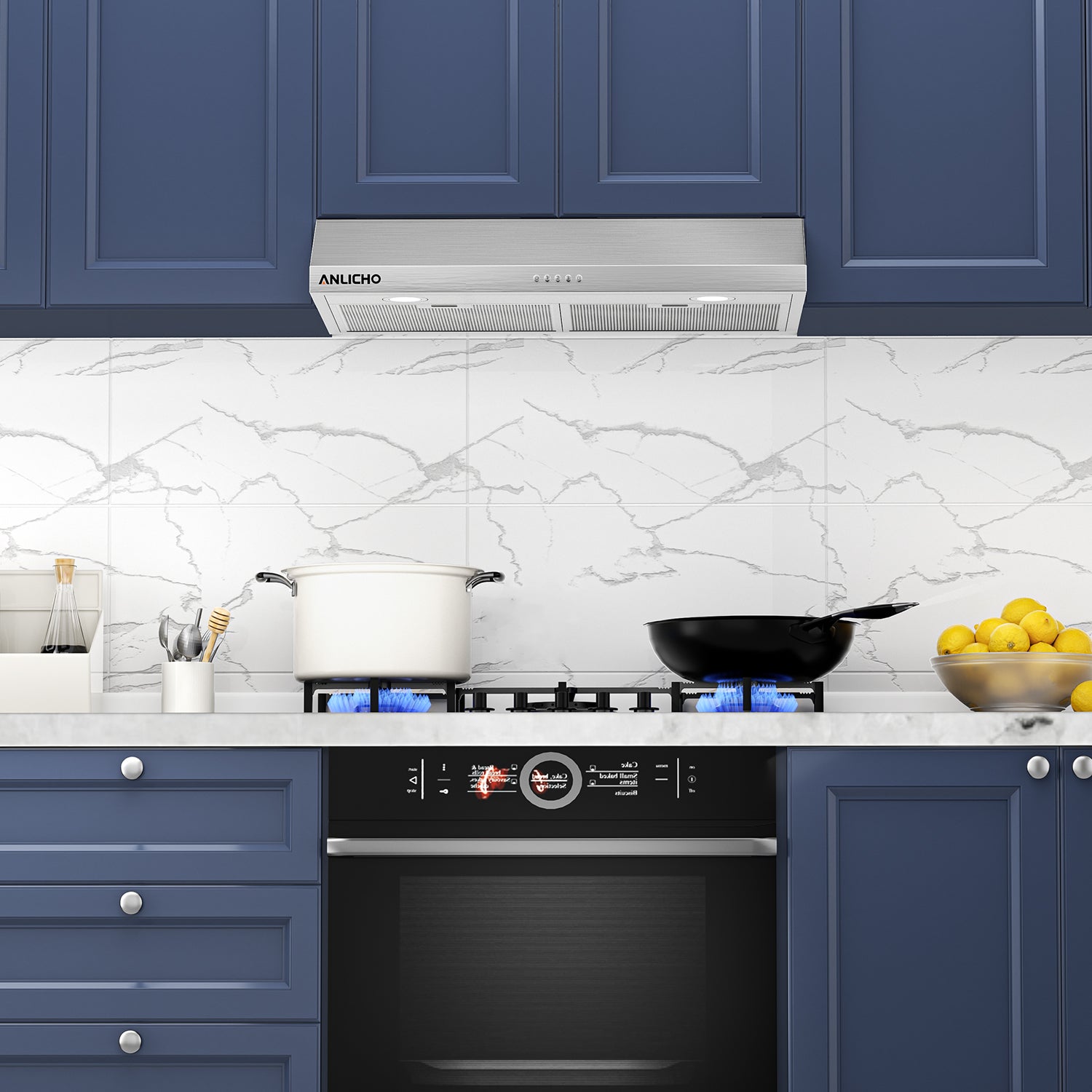 30" Under Cabinet Range Hood, 250 CFM Convertible (Ducted/Ductless), Stainless Steel, LED Light, Charcoal Filter, 5-Layer Baffle Filter, Easy Clean